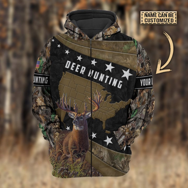 Blisscorners Personalized Name Premium Deer Hunting Hoodie & Zip Hoodie  Multicolor