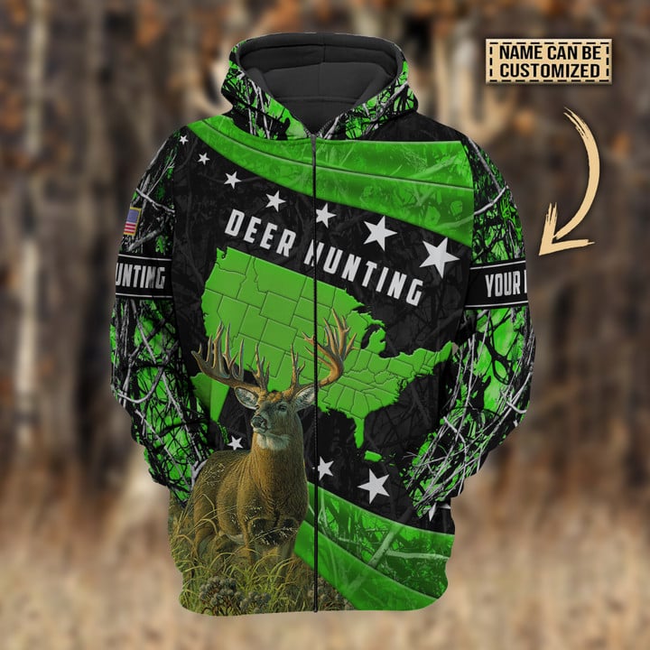 Blisscorners Personalized Name Premium Deer Hunting Hoodie & Zip Hoodie  Multicolor