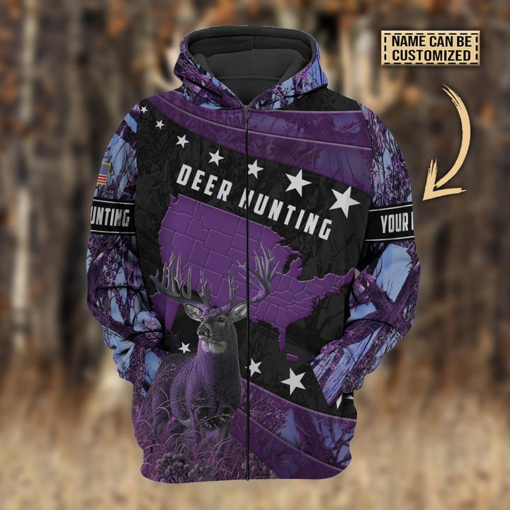 Blisscorners Personalized Name Premium Deer Hunting Hoodie & Zip Hoodie  Multicolor