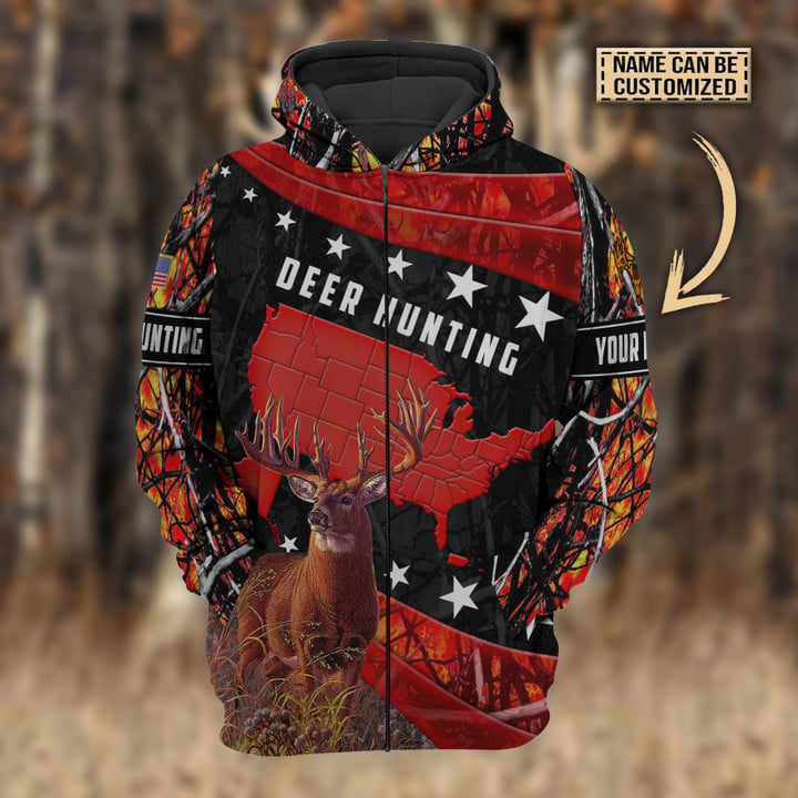 Blisscorners Personalized Name Premium Deer Hunting Hoodie & Zip Hoodie  Multicolor