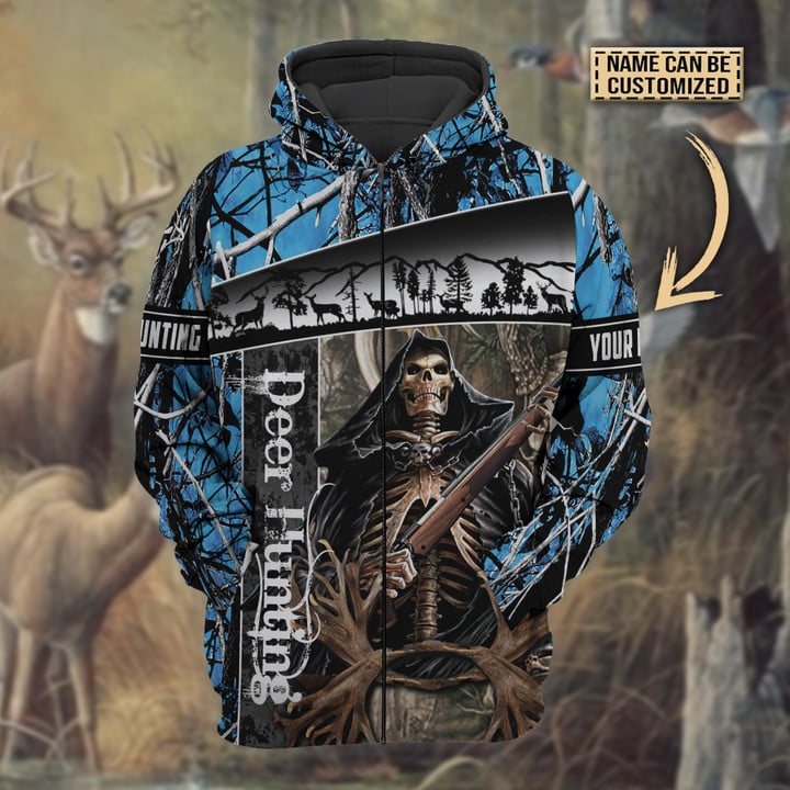 Blisscorners Personalized Name The Death Deer Hunting Hoodie &amp; Zip Hoodie  Multicolor