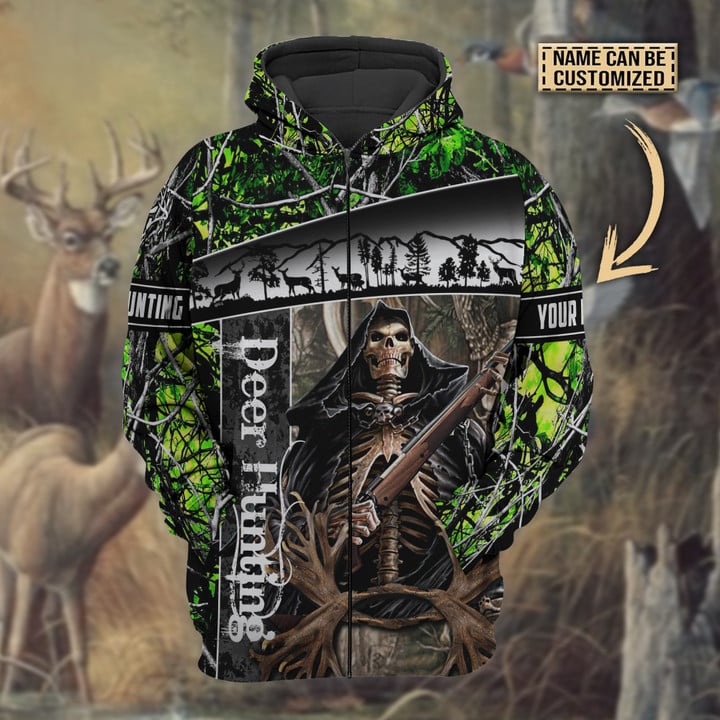 Blisscorners Personalized Name The Death Deer Hunting Hoodie & Zip Hoodie  Multicolor