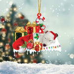 Blisscorners HUSKY MERRY CHRISTMAS HANGING ORNAMENT