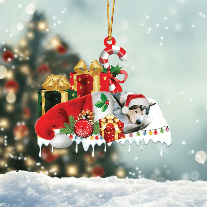 Blisscorners POODLE(WHITE) MERRY CHRISTMAS HANGING ORNAMENT