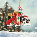 Blisscorners BLUE ROAN COCKER SPANIEL MERRY CHRISTMAS HANGING ORNAMENT