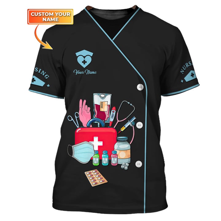 Blisscorners Custom Nurse Uniform Nursing Tools 3D Shirts Nurse Tshirt, Heart Nurse 3D Shirt