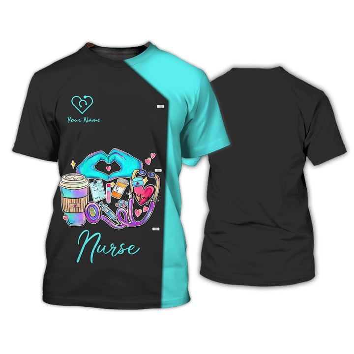 Blisscorners Blue Nurse Personalized 3D Shirt Nursing Tools T-shirt Custom Nurse Life Tshirt