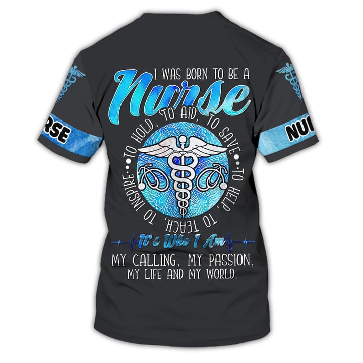 Blisscorners Personalized Name Black Nurse Shirt for Women, I Was Born To Be A Nurse Shirt