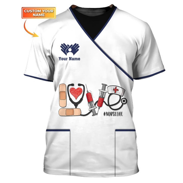 Blisscorners Love Nurselife Tshirt Medical Scrubs Clothing Custom Nurse Tshirt White