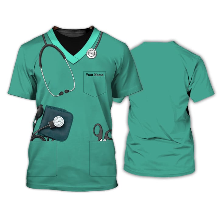 Blisscorners 3D All Over Print Nurse Uniform Shirt, Nurse 3D Tee Shirt Custom Name Nurse 3D Shirt, Gift for Nurse