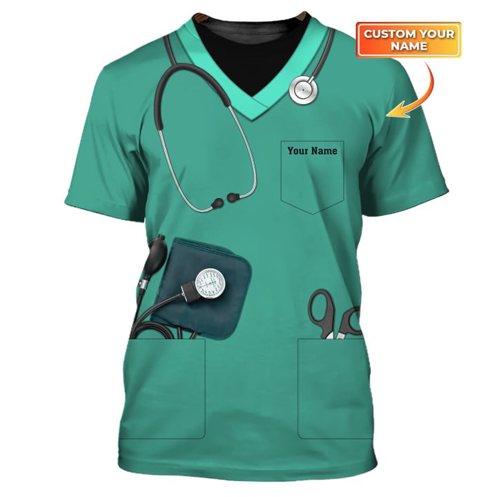 Blisscorners 3D All Over Print Nurse Uniform Shirt, Nurse 3D Tee Shirt Custom Name Nurse 3D Shirt, Gift for Nurse