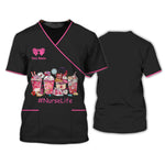 Blisscorners 3D All Over Print Nurse Shirt, #NurseLife Tee Shirt Medical Scrubs Clothing Custom Nurse Tshirt