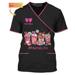 Blisscorners 3D All Over Print Nurse Shirt, #NurseLife Tee Shirt Medical Scrubs Clothing Custom Nurse Tshirt