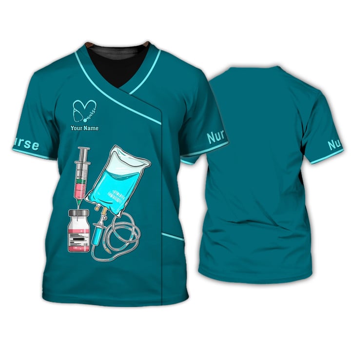 Blisscorners Personalized Nursing Tools Tee Shirt Custom Nurse Uniform Medical Scrubs Clothing