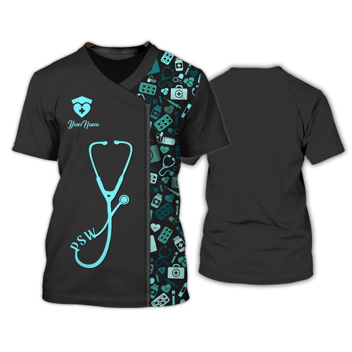 Blisscorners PSW Tools Pattern Shirts Medical Scrubs Clothing Custom PSW 3D Tshirt, Nurse Shirt