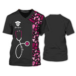 Blisscorners Black Pink Pet Veterinarian Tool Uniform Personalized Name Veterinary 3D Tshirt