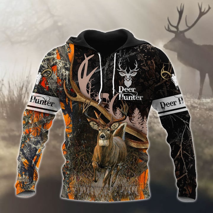 Blisscorners Deer Hunting Hunter Black Camo Customized Name 3D Shirts
