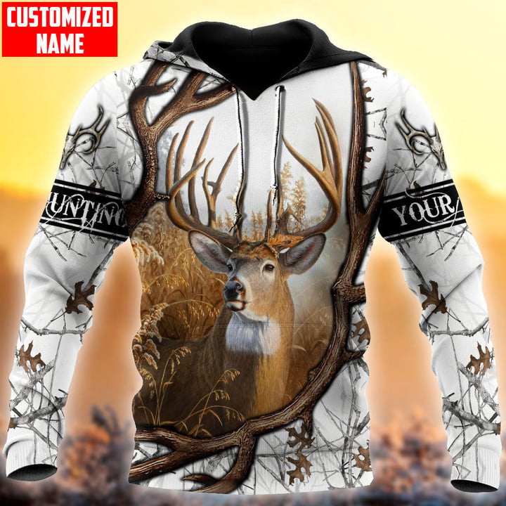 Blisscorners Personalized Name Deer Hunting White 3D Shirts