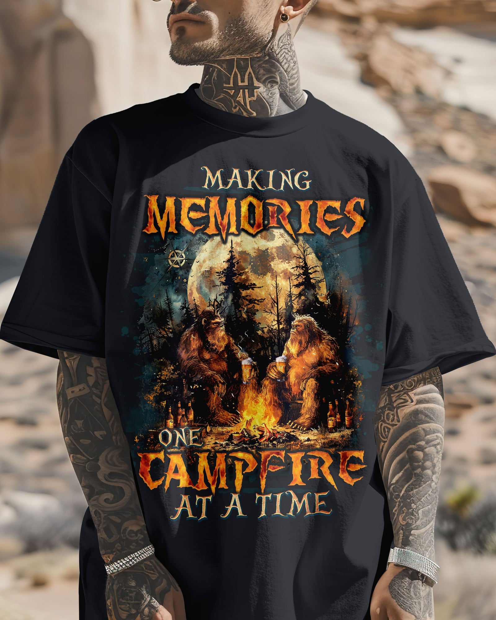 BLISSCORNERS MAKING MEMORIES ONE CAMPFIRE AT A TIME BIGFOOT COTTON SHIRT