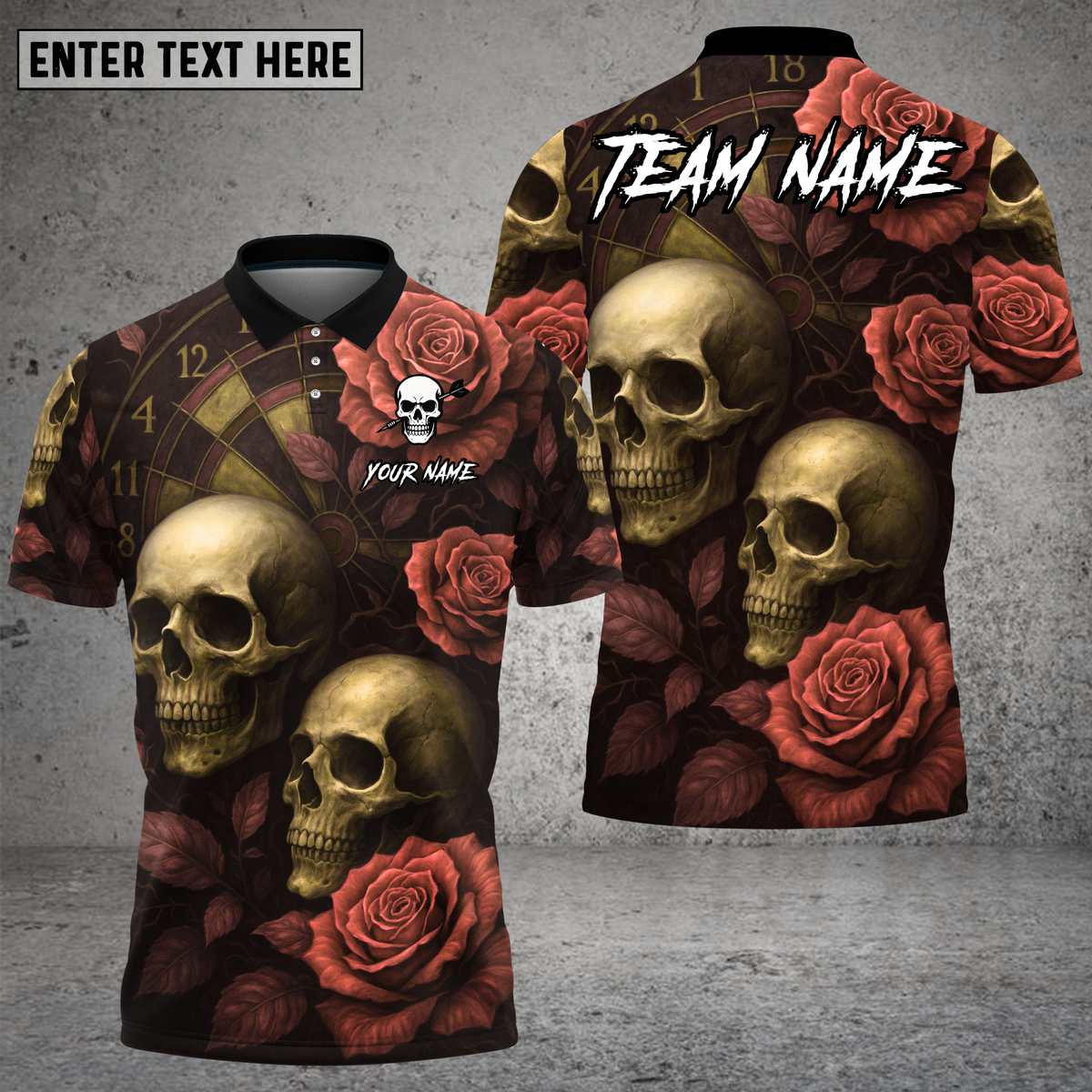 Blisscorners Skull Rose Shirt Red Rose Gothic Skull Multioptions Personalized Name, Team Name Unisex 3D Shirt (4 Colors)