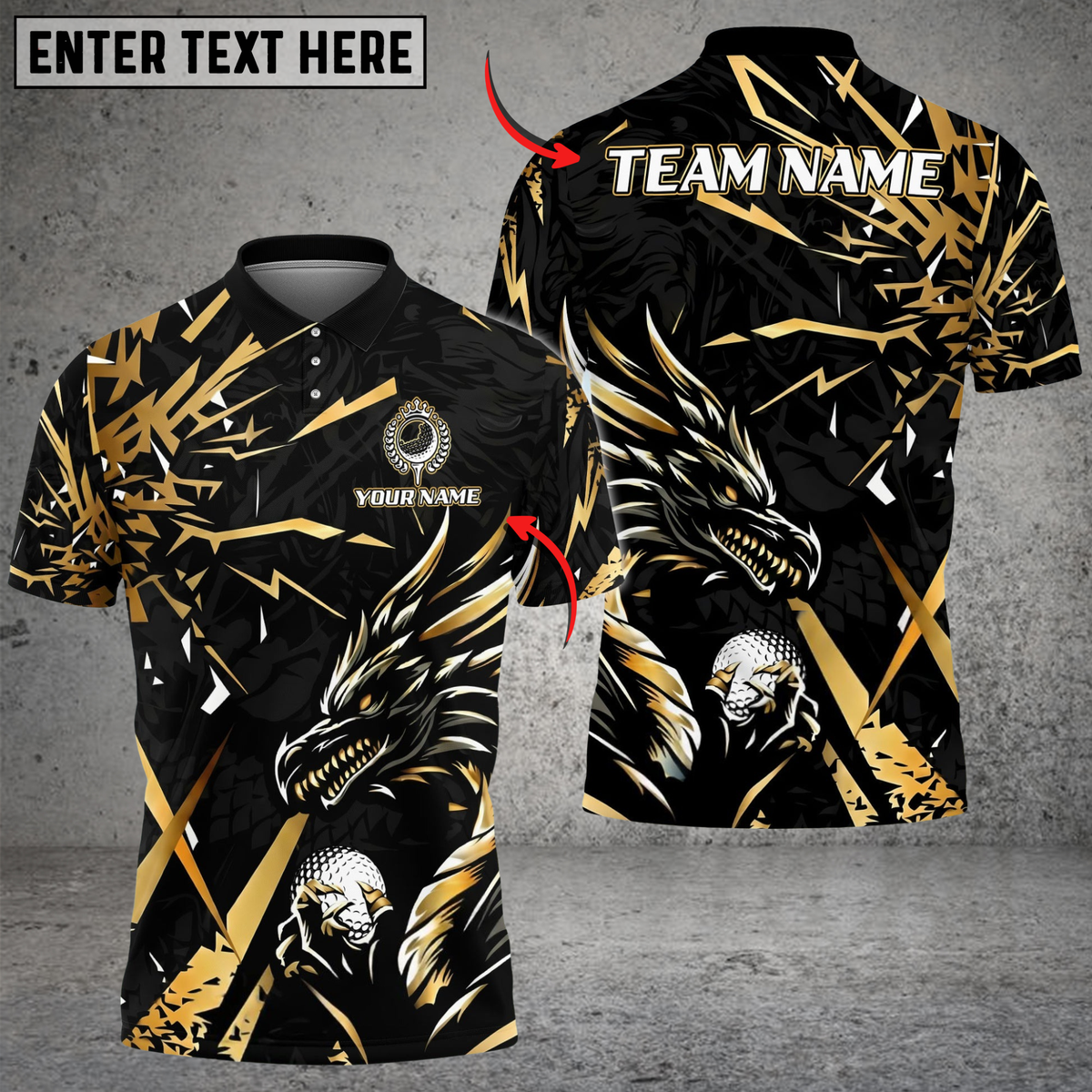 Blisscorners Dragon Lightning Strike Golf Polo Shirt, Customized Name & Team Name 3D Shirts (4 Colors)
