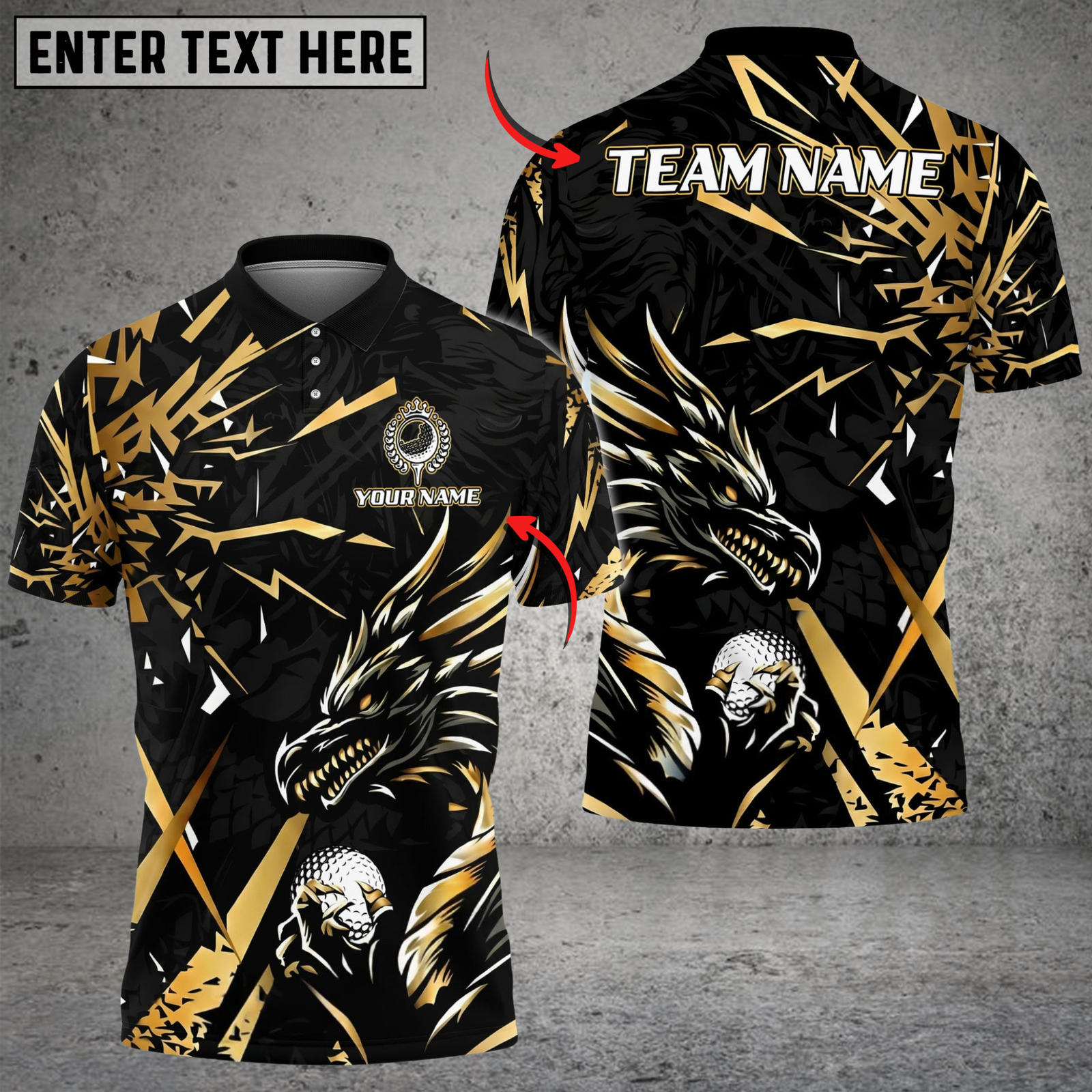 Blisscorners Dragon Lightning Strike Golf Polo Shirt, Customized Name & Team Name 3D Shirts (4 Colors)