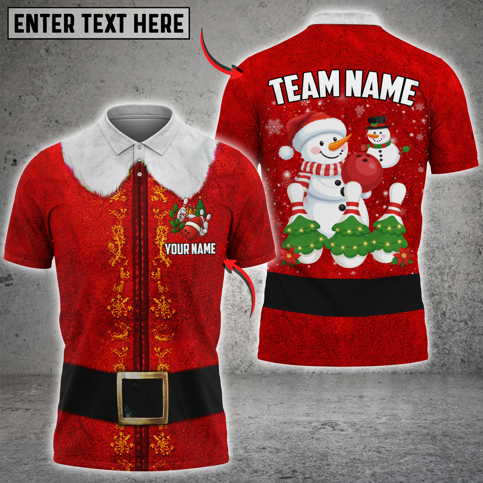 Blisscorners Snowman Bowling Elf Multicolor Customized Name, Team Name 3D Shirt