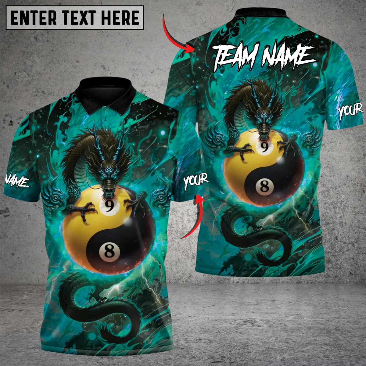 Blisscorners Billiards Azure Dragon Awakening 89 Ball Multicolor Customized Name Team Name 3D Shirt