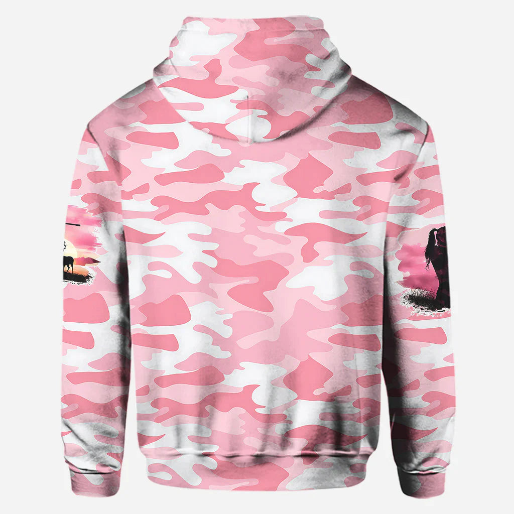 Blisscorners Pink Camo, Personalized Hunting All Over Shirt, Personalized 3D Hoodie For Hunting Lover