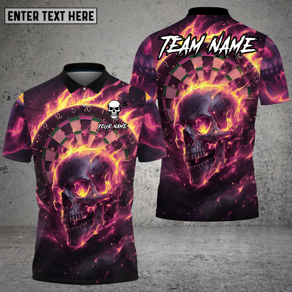 Blisscorners Skull Dart Shirt Purple Lightning Flame Skull Multioptions Personalized Name, Team Name Unisex 3D Shirt (4 Colors)