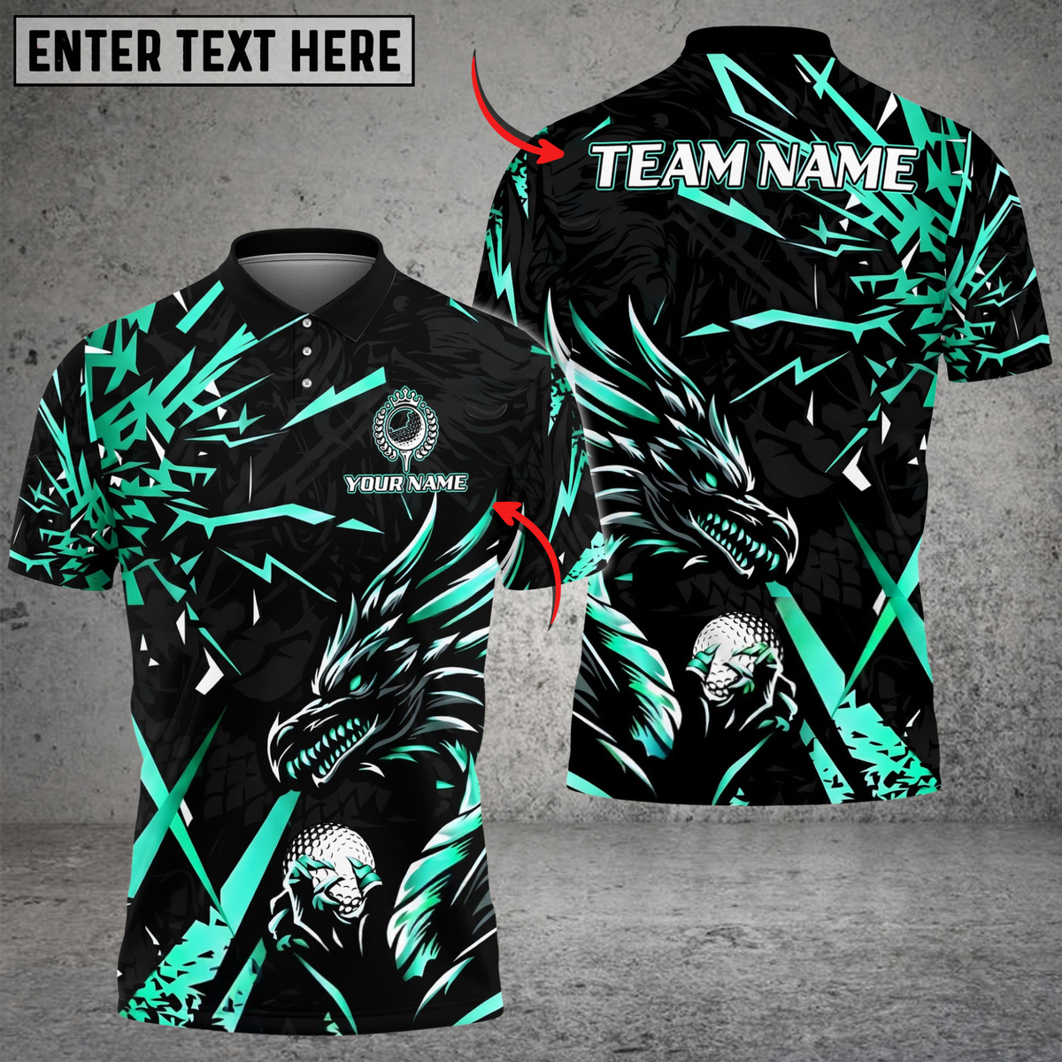 Blisscorners Dragon Lightning Strike Golf Polo Shirt, Customized Name & Team Name 3D Shirts (4 Colors)