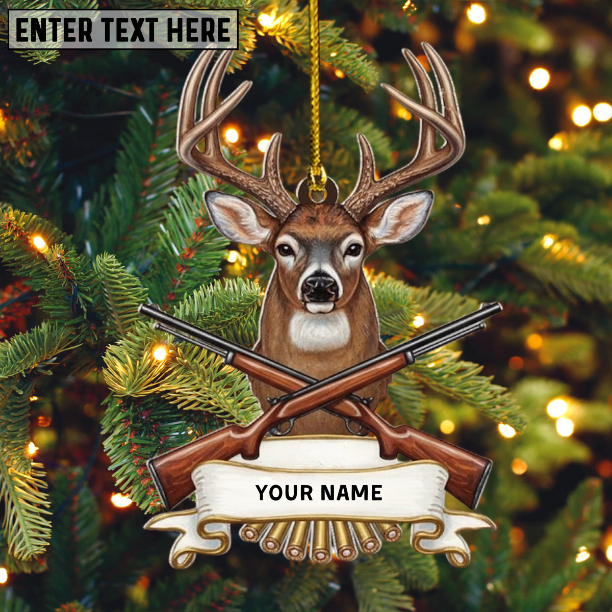 Blisscorners Personalized Deer Hunting Christmas Ornament, Gift For Hunter, Hunting Keepsake, Wildlife Lover Gift, Forest Decor, Hunting 2D Flat Ornament