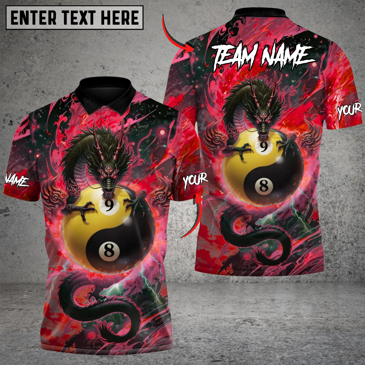 Blisscorners Billiards Azure Dragon Awakening 89 Ball Multicolor Customized Name Team Name 3D Shirt