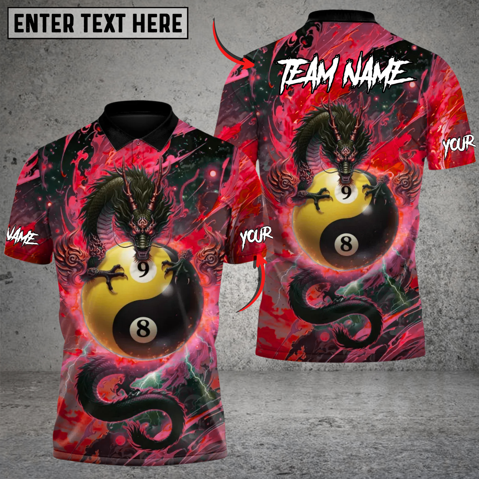Blisscorners Billiards Azure Dragon Awakening 89 Ball Multicolor Customized Name Team Name 3D Shirt