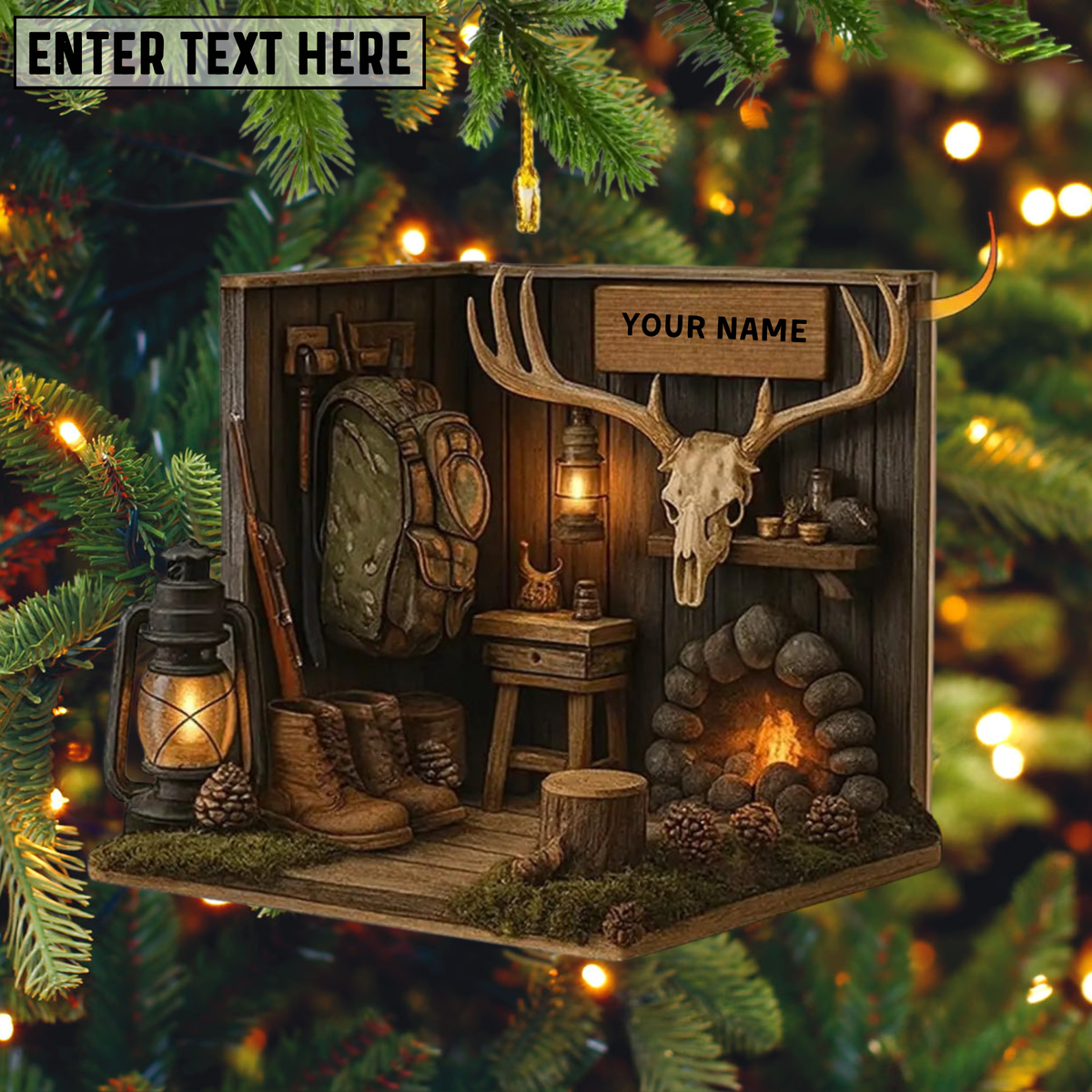 Blisscorners Custom Name Hunter Corner Ornament, Personalized Deer Hunting Christmas Gift