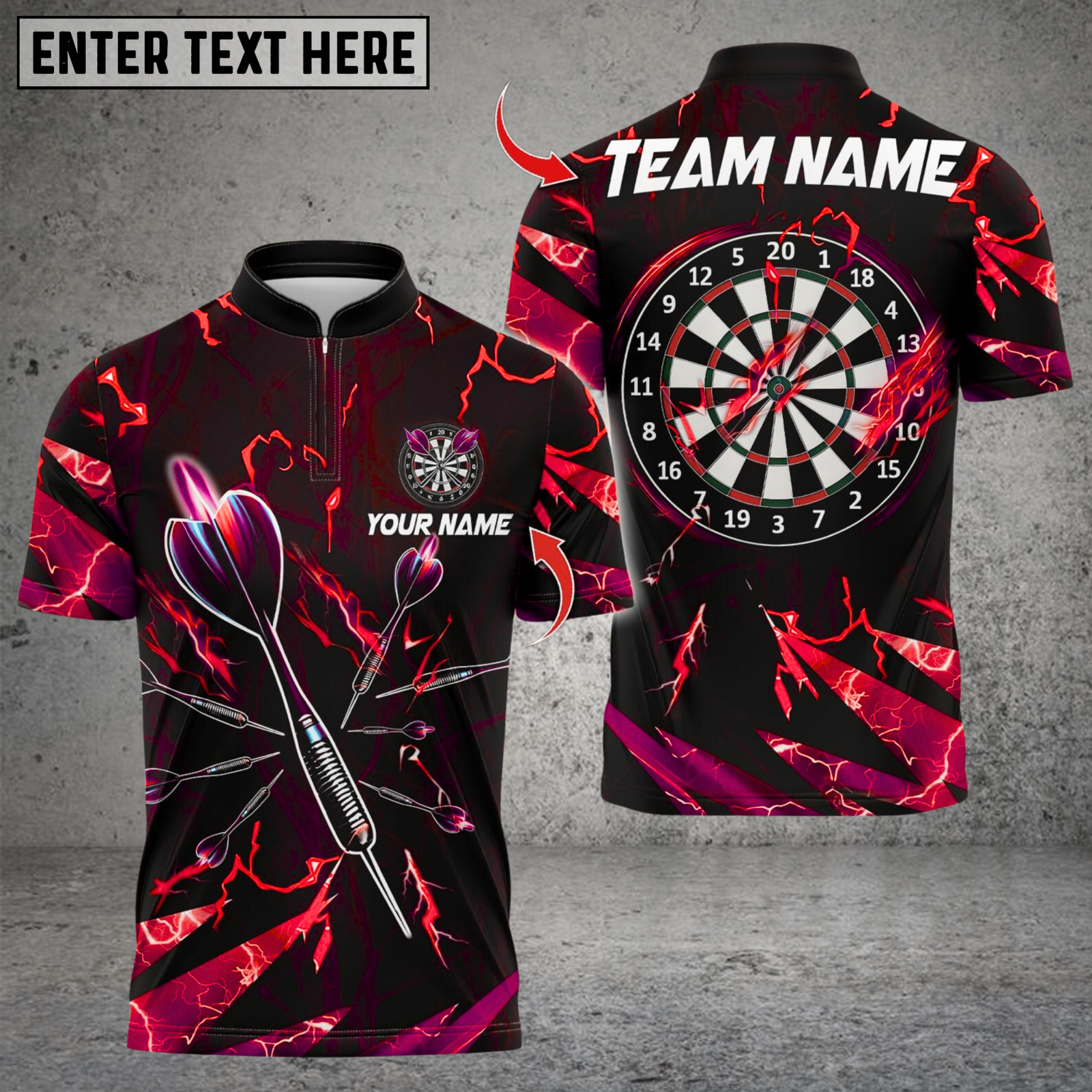 Blisscorners Darts Thunder Lightning Dartboard Multicolor Customized Name, Team Name 3D Shirts