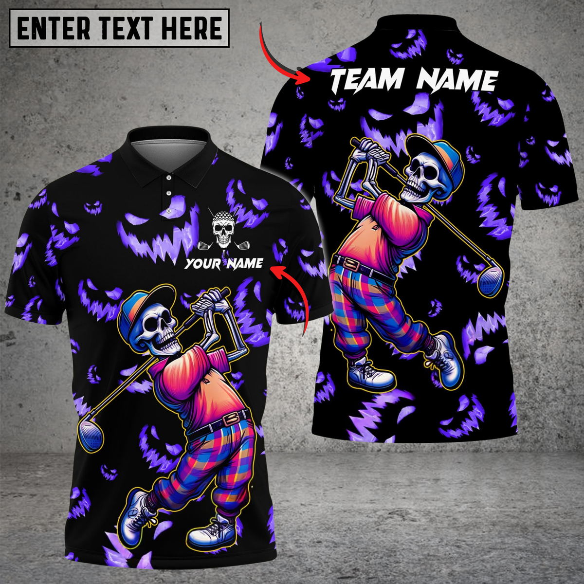 Blisscorners Golf Halloween Skeleton Multicolor Customized Name, Team Name 3D Shirts