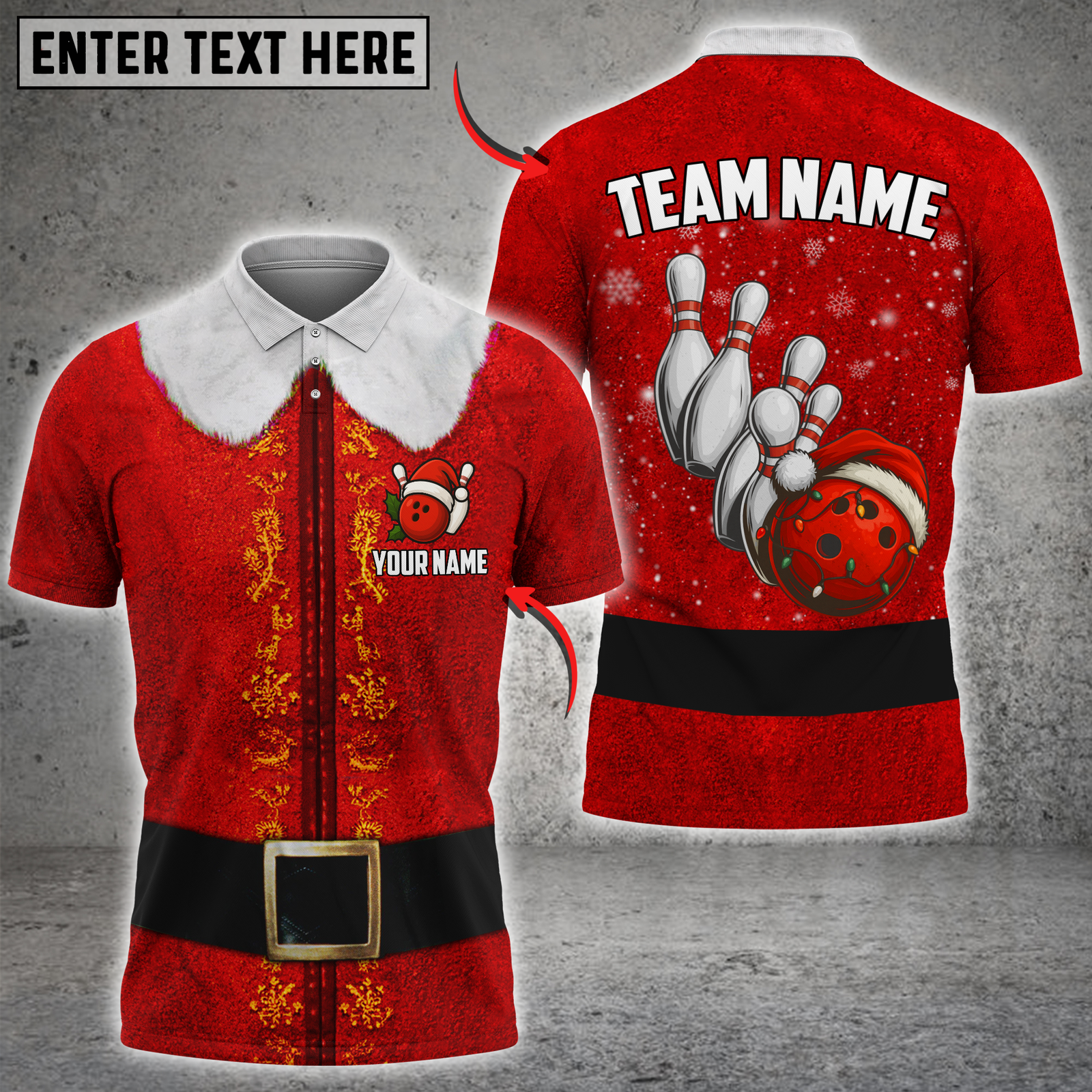Blisscorners Christmas Bowling Hat Elf Multicolor Customized Name, Team Name 3D Shirt