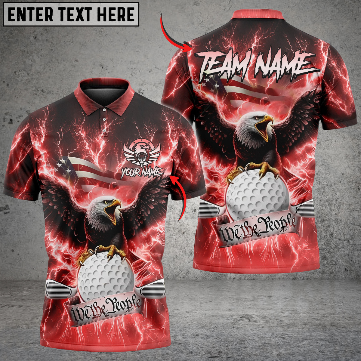 Blisscorners Golf Patriotic Eagle Multicolor Customized Name, Team Name 3D Shirts