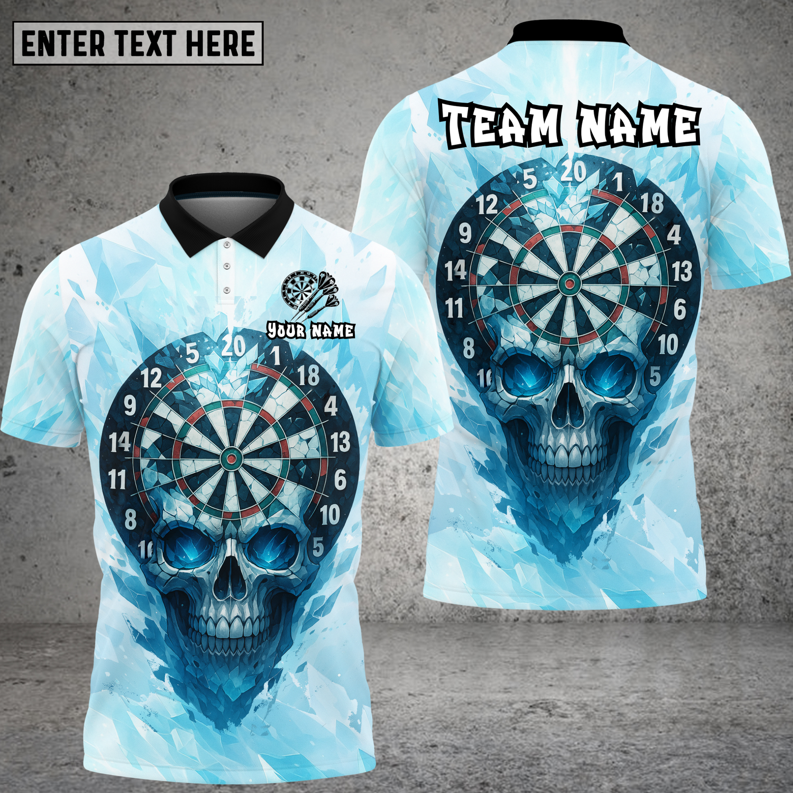 Blisscorners Skull Dart Shirt Blue Ice Crystal Skull Multioptions Personalized Name, Team Name Unisex 3D Shirt (4 Colors)