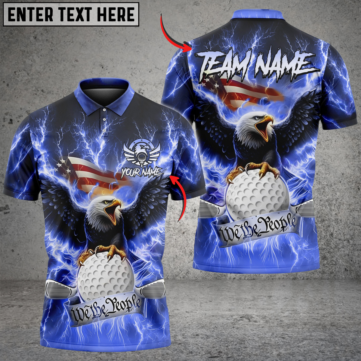 Blisscorners Golf Patriotic Eagle Multicolor Customized Name, Team Name 3D Shirts