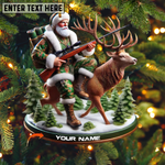 Blisscorners Custom Name Santa Deer Hunting Ornament, Deer Hunter Christmas Gift