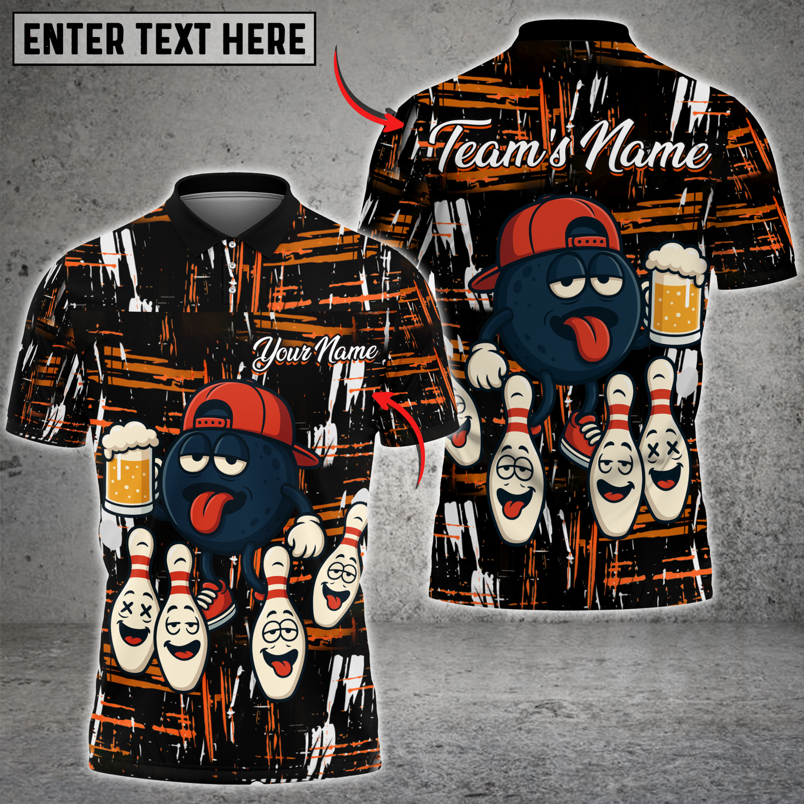 Blisscorners Funny Bowling Beer Multicolor Customized Name, Team Name 3D Shirt