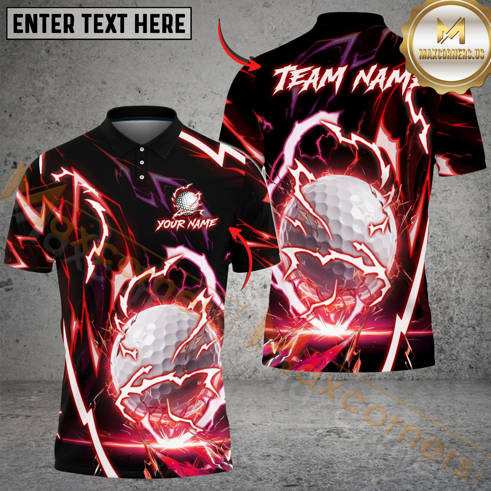 Blisscorners Thunder Strike Golf Polo Shirt, Customized Name & Team Name 3D Shirts (4 Colors)