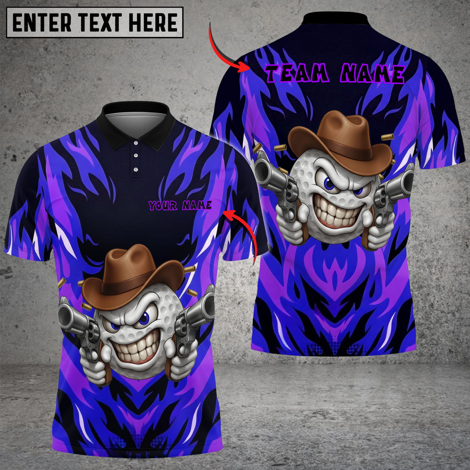 Blisscorners Savage Cowboy Golf Polo Shirt, Customized Name & Team Name 3D Shirts (4 Colors)