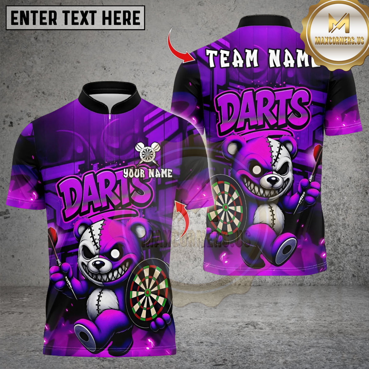 Blisscorners Darts Halloween Bear With Dartboard Multicolor Customized Name, Team Name 3D Shirts