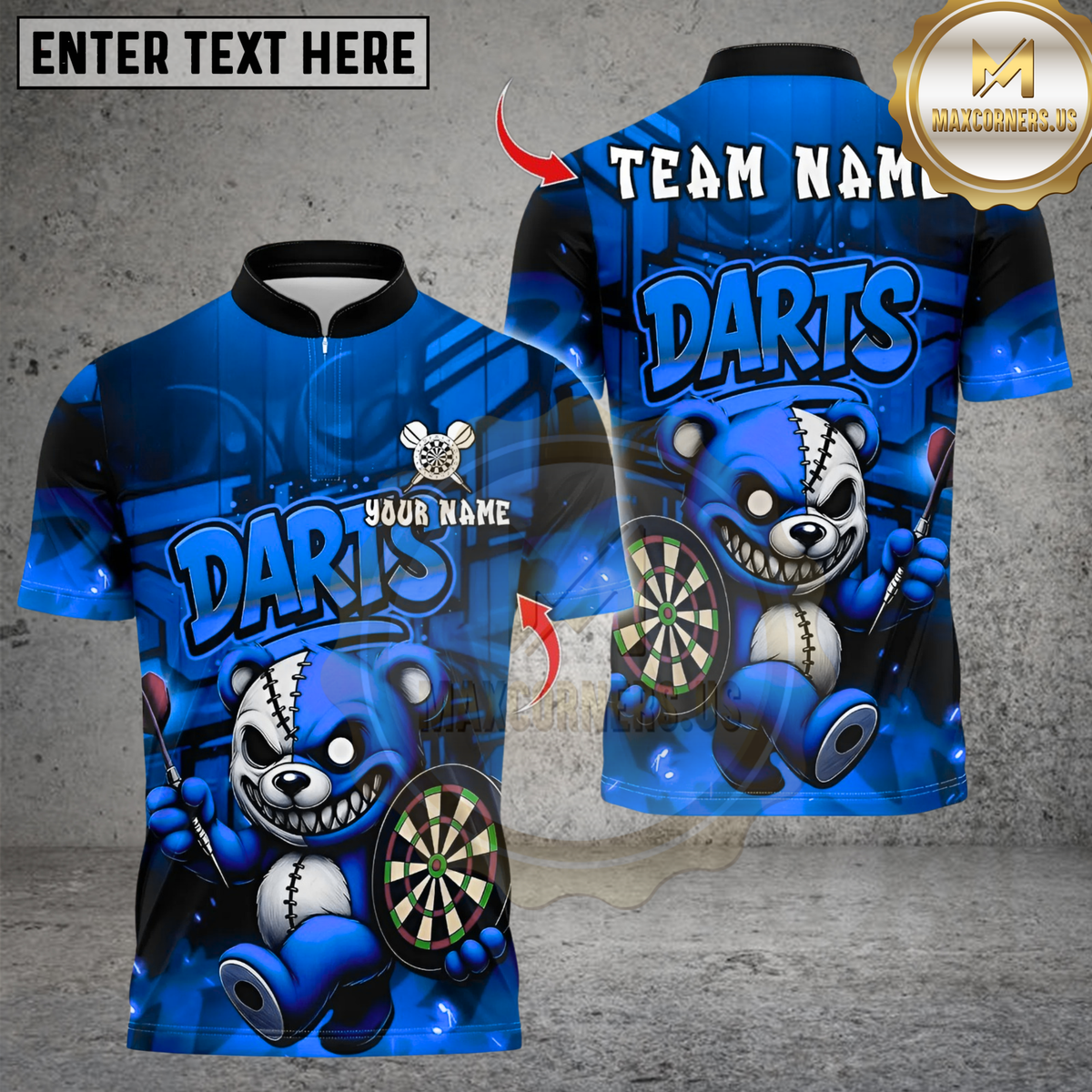 Blisscorners Darts Halloween Bear With Dartboard Multicolor Customized Name, Team Name 3D Shirts