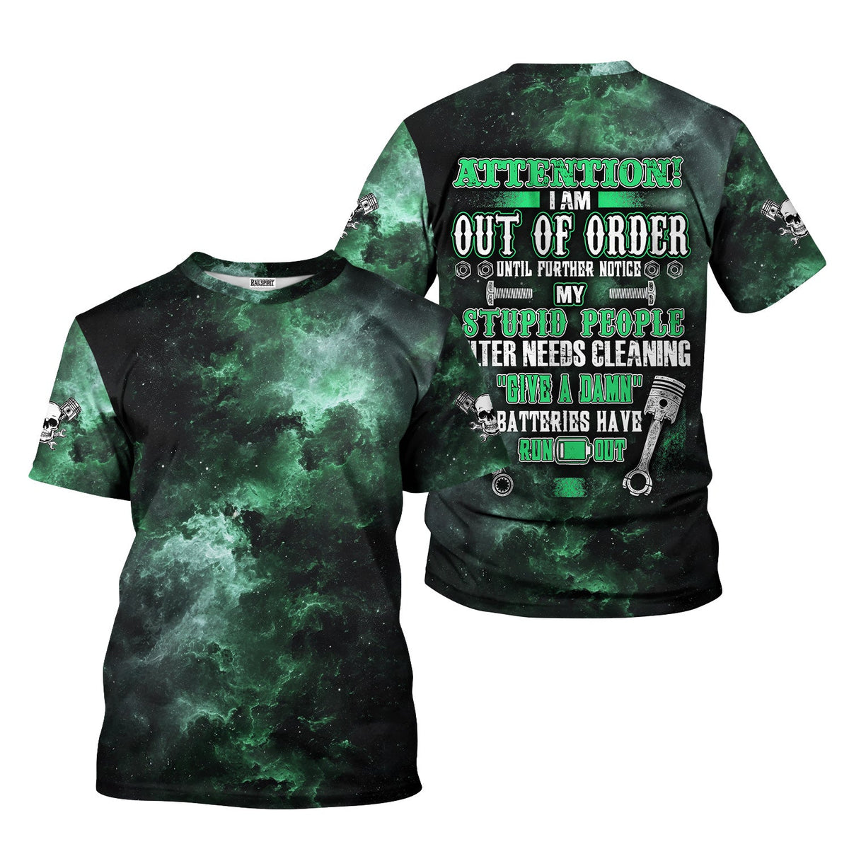 Blisscorners Attention Out of Order Funny Mechanic Shirt, Stupid People Cleaner Quote Graphic Shirt, Gift for Auto Enthusiasts & Mechanics