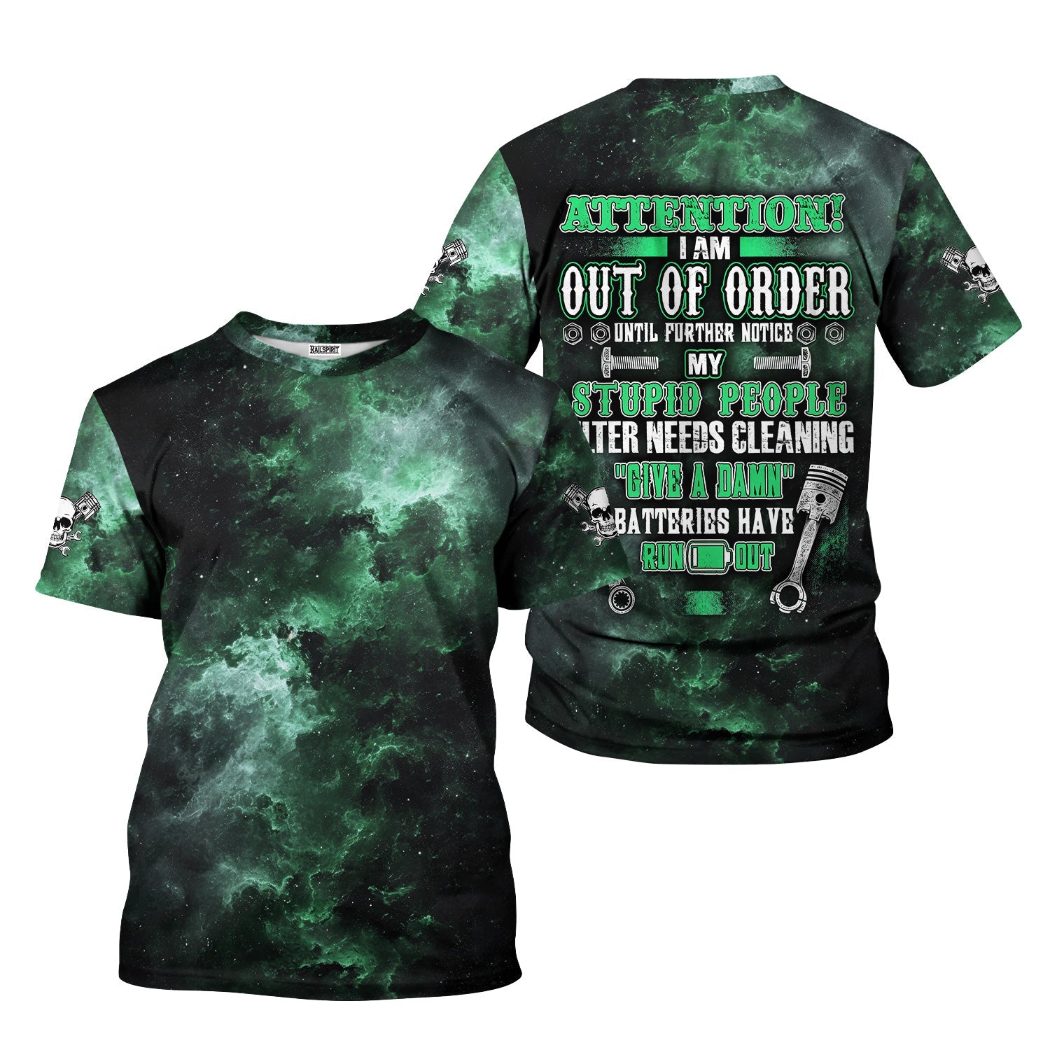 Blisscorners Attention Out of Order Funny Mechanic Shirt, Stupid People Cleaner Quote Graphic Shirt, Gift for Auto Enthusiasts & Mechanics