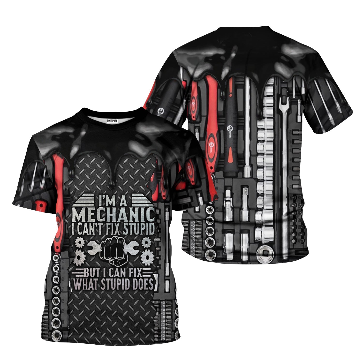 Blisscorners I'm A Mechanic I Can't Fix Stupid T-Shirt – Funny Mechanic Shirt Gift, Tool Lover Apparel, Best Gift for Mechanics & DIY Enthusiasts